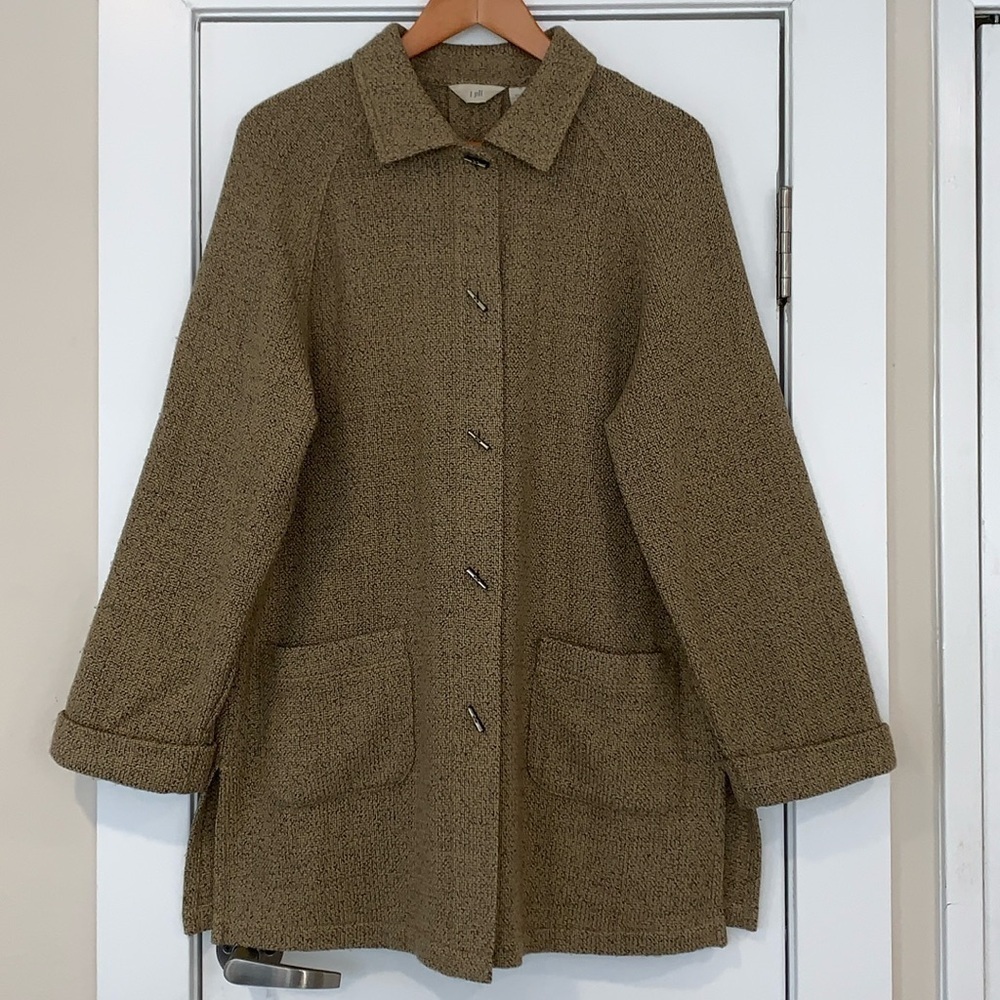 Vtg J Jill Retro Woven Pleat Back Wool Swing Coat M